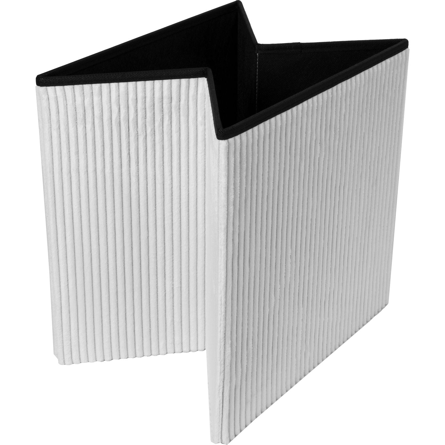 VESTIAMO CASA - Pouf Contenitore richiudibile Velluto Rigato Bianco - h40x40x40 cm
